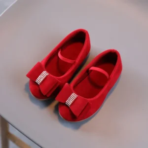 mocassin bébé fille cuir rouge