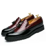Mocassin homme à gland crocodile