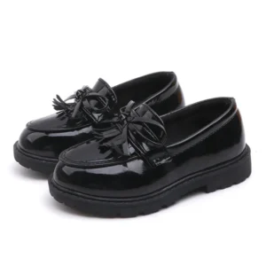 Mocassin bébé filles - Cuir noir