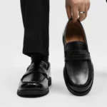 cuir mocassin noir