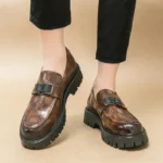 Mocassin homme plateforme Cadré marron