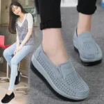 Mocassin tige toile femme