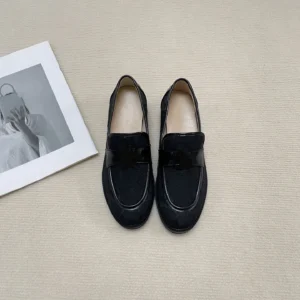 Mocassins femme - Vintage en cuir et tissu
